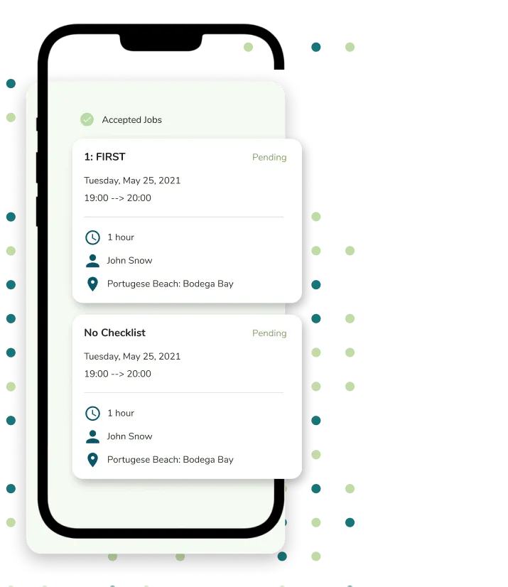 Properly job scheduling feature showing upcoming cleaning jobs on mobile app
